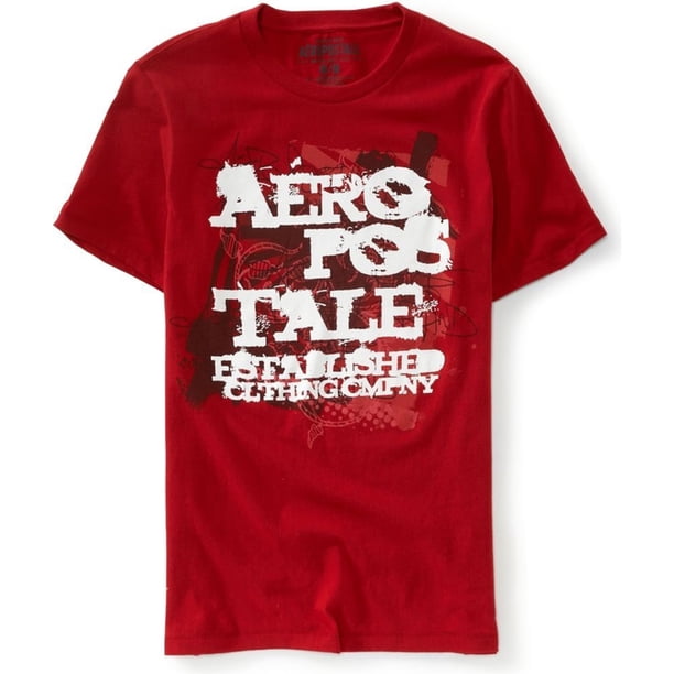 Aeropostale - Camiseta con gráfico pintado para hombre, color rojo, grande