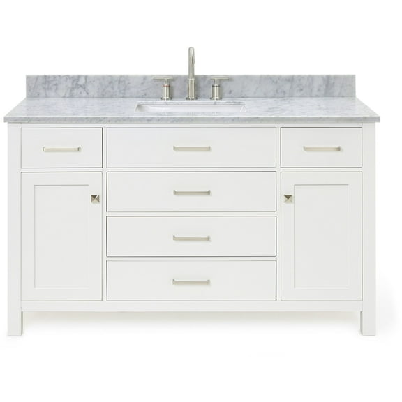 Ariel H055scw2rvo Bristol 55" Free Standing Single Rectangular Basin Vanity Set - White
