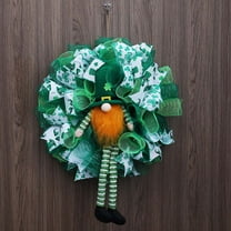VOTRUDI Spring Saint Patrick's Day Front Door Wreath,St. Patrick's Day Wreaths for Front Door,Irish Festival Decor Pygmy Wreaths St. Paddy's Day Decorations,21x20in，Green