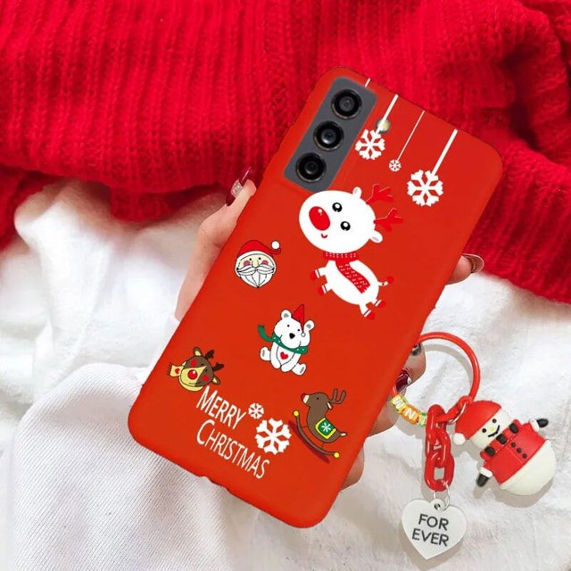 Christmas Reindeer Santa Claus Key Chain Case For iPhone 15 Pro Max 15 Pro For iPhone 15 Plus Hat Tree Snowman Tpu Cover