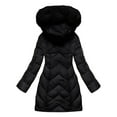 thumbnail image 4 of Womens Long Winter Warm Coat Fleece Lined Puffer Jackets with Hood Zip up Windproof Thicken Quilted Outerwear New Business Casual Jackets for Women Black XXL, 4 of 8