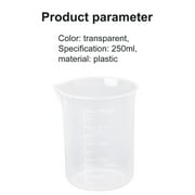 Limei 3pcs Measuring Cup 250ml PP Plastic Graduated Beaker Transparent for Lab Kitchen Liquids