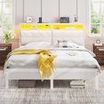 thumbnail image 1 of Greenstell Full LED Bed Frame with Headboard Storage - Charging Station,Off White, 1 of 8