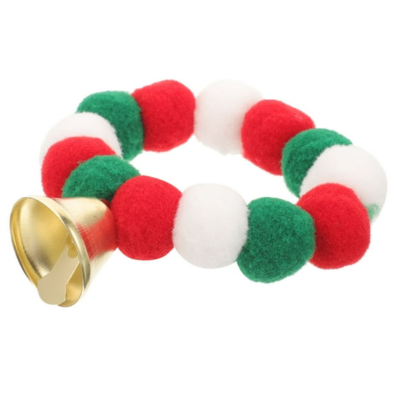 LEORX Adorable Christmas Dog Collar with Plush Balls Elastic Fit Decorative Pet Accessory