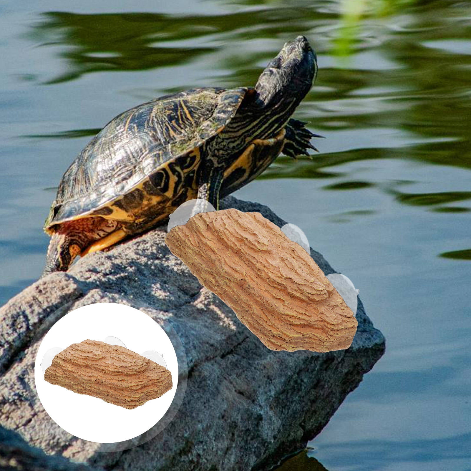 MOKKHNB Orange Turtle Platform with Natural Texture for Reptile Basking, Climbing, and Aquarium Habitat Accessory