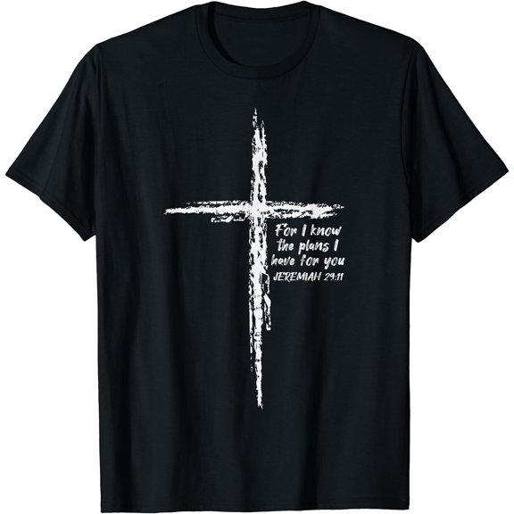 Cross I Know The Plans Verse Bible Jesus God Christian Gift T-Shirt Black 2X-Large