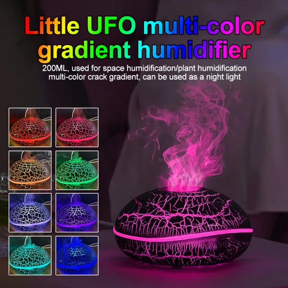 Ultrasonic Essential Oil Diffuser with Flame Effect, 8 Color LED Mood Light & Humidifier, 300ml