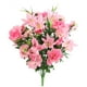 Admired by Nature ABN1B001-PNK 40 Tiges Artificielles Pleine Floraison Lily&44; Bourgeon de Rose&44; Œillet & Maman avec Verdure Buisson de Fleurs Mixtes - Rose – image 1 sur 1