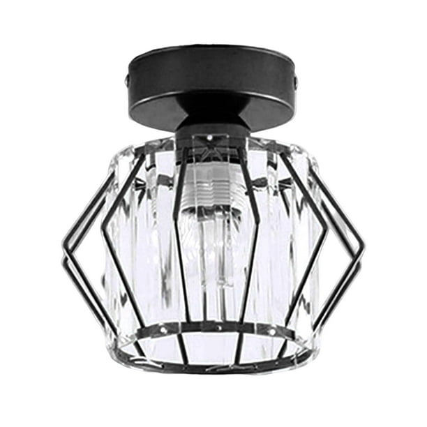 Lámpara de techo de cristal moderna con jaula de metal, iluminación interior para pasillo y entrada. A