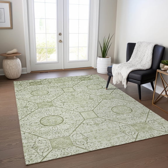 Addison Rugs Chantille Indoor/Outdoor Transitional Geometric Aloe Machine Washable Rectangle Rug, 10' x 14'