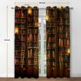 thumbnail image 3 of Jekeno Retro Bookshelf Blackout Curtains Vintage Library Books Bookcase Drapes Decor for Study Room Bedroom Living Room Window Grommet Curtains Top Darkening Room,2 Panel, 52"X84", 3 of 10