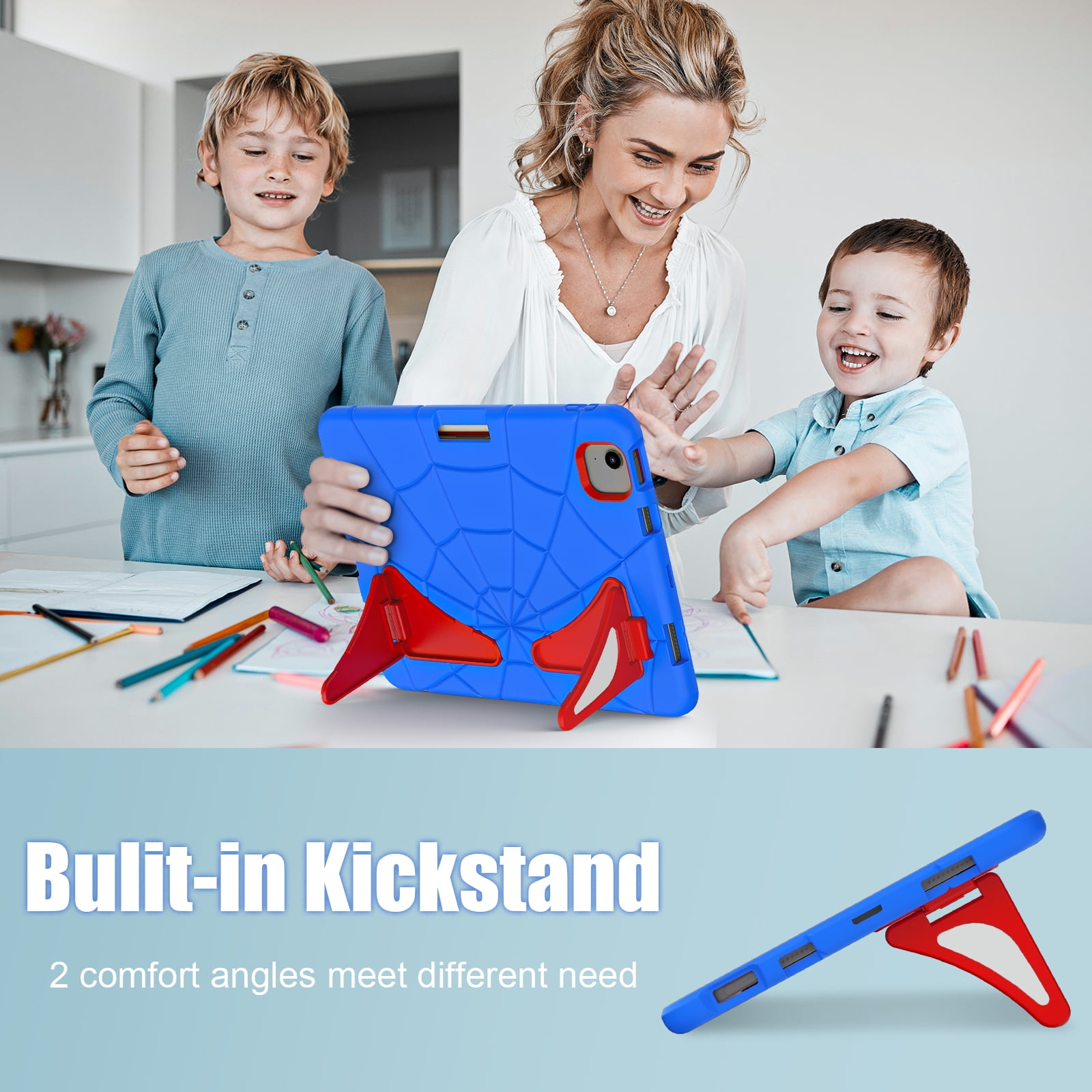 Allytechgroup iPad Air 11 Inch 2026 2025 2024 Case, Cute Stylish Design Kids Friendly Rugged Kickstand Lightweight Silicone PC Case with Pencil Holder for Apple iPad Air 11 Inch M4 M3 M2