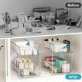 thumbnail image 6 of CozyNestFinds 6 Pack Bathroom Organizer, 2 Tier Clear Under Sink Organizers Vanity Countertop Storage Container,Cabinet Drawers Bins, Pull-Out Organization with Track for Pantry, Kitchen, 6 of 8