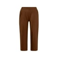 thumbnail image 4 of Stamzod Women's Capri Pants Summer High Waist Straight Cropped Pants Casual Loose Plus Size Capris for Women with Pocket Coffee XXXL, 4 of 4