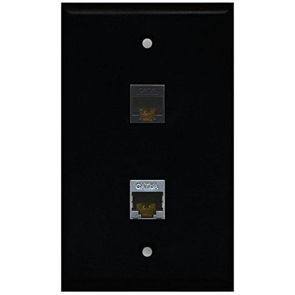 RiteAV - Black 1 Port Cat6 Ethernet Black 1 Port Cat6a Wall Plate
