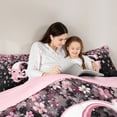 thumbnail image 4 of Manfei Girls Pink Monogrammed Bedding Comforter Set 7pcs, Personalized Letter G King Bedding Sets, Kawaii Axolotl Cherry Blossoms Bed Sheets, Super Cozy Room Decor, 4 of 8