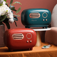 thumbnail image 3 of Retro Radio Shape Tissue Cover Box for Kitchen, Bathroom Vanity Countertops, Night Stands, Desks and Tables, Pink, 3 of 7