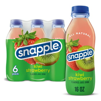 Snapple Kiwi Strawberry Juice Drink, 16 fl oz recycled plastic bottle, 6 pack