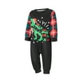 thumbnail image 4 of Michellecmm Family Matching Christmas Pajamas, LetterDinosaur Print Long-Sleeved Round Neck Tops + Plaid Pattern Trousers Sleepwear, 4 of 10