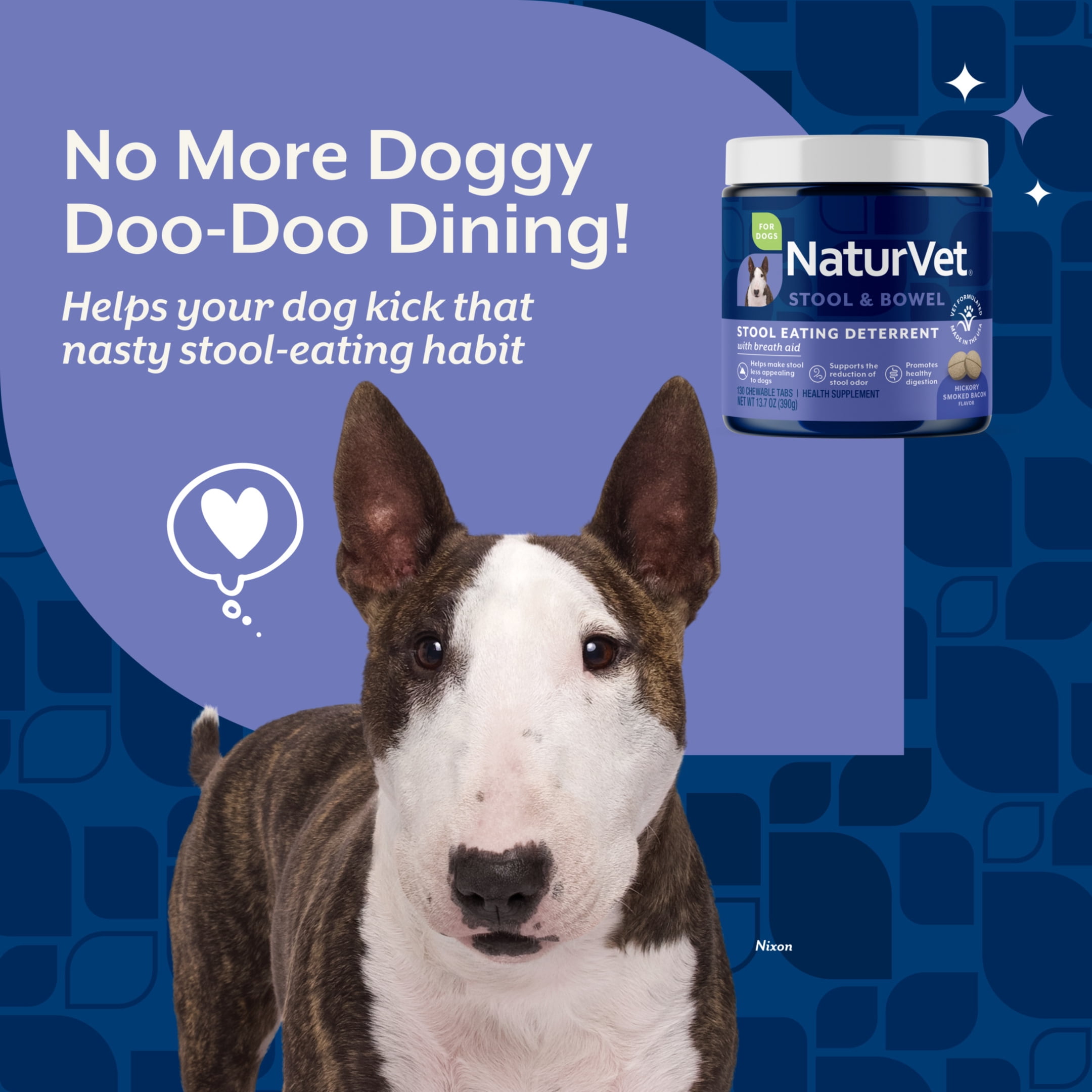 NaturVet Stool Eating Deterrent Stool & Bowel Supplement for Dogs, Hickory Smoked Bacon Flavor, 130 Count
