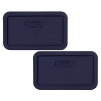 Pyrex 7214-PC Blue Rectangle 4.8 Cup Food Storage Replacement Lid Cover (2-Pack)