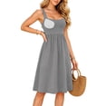 thumbnail image 6 of Tqcoqu Womens Summer Dresses with Built in Bra,2026 Square Neck Beach Dress with Pockets,Casual Flare Sun Dresses,Gray Women's S-XXXL, 6 of 7