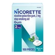 Nicorette Nicotine Gum, Stop Smoking Aids, 2 mg, White Ice Mint, 100 Count