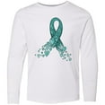 thumbnail image 3 of Inktastic Ovarian Cancer Awareness Teal Ribbon Made of Hearts Long Sleeve Youth T-Shirt, 3 of 5