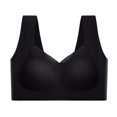 thumbnail image 5 of DDAPJ pyju Sports Bras for Women Large Bust Mesh Bralettes Breathable Cool Liftup Air Bra No Underwire Ribbed Longline Brassiere Full Coverage Seamless Yoga Bra Black XXXXXXL, 5 of 6