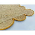 thumbnail image 2 of Yellow Scalloped Natural Jute Area Rug, Natural Red Boho Scallop Colored Trim, 2 of 4