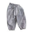 thumbnail image 2 of EnJoCho Toddler Baby Boy Girl Gingha𝗆 Bubble Pants Kids Casual Plaid Elastic Waist Long Blomers Trousers Soft Cotton Loung𝖾wear Playtime Outfits, 2 of 5