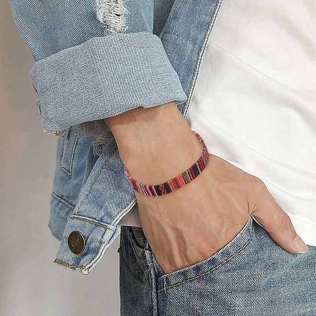SIfdSeng Color Rope Woven Bohemia Bracelet Adjustable Boho Surfer Bracelet for Men Women Thin String Rope Handmade Beach Bracelet Colorful Bracelet Tennis Bracelet Heart Bracelets for Women Bangle