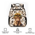 thumbnail image 6 of HUIACONG 13.5 Inch Cow Print Highland Cow Kids School Backpack Water Resistant Large Capacity Lightweight Bookbag with Adjustable Padded Breathable Straps Multi Pockets for Boys Girls Daily Use, 6 of 7