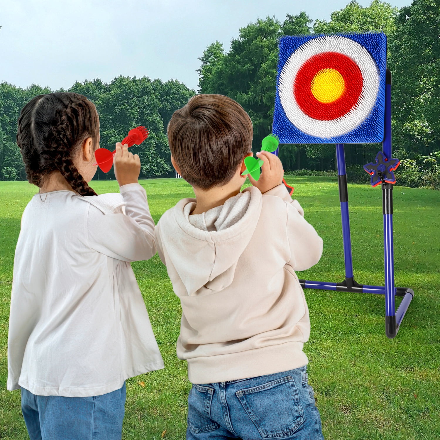 Beefunni Throwing Target Game Set, Dart & Axe Throwing Game Toy Set with Bristle Dartboard, Indoor & Outdoor Game, Birthday Gift for Kids Boys Girls Age 6 7 8 9 10+ Years Old