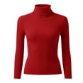 thumbnail image 3 of OSOLU Women Casual Solid Color Bottoming Shirt Slim High Collar Knitted Long Sleeve Tops Fashionable Dailywear, 3 of 4
