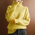 thumbnail image 3 of 2025 Spring Sweater Yellow Sweater Long Sleeves Turtleneck Blue Cardigan for Women Solid Color Warm Cardigan Running Hoodie(L), 3 of 5