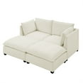 thumbnail image 2 of Miekor Furniture Comfy Cloud Couch loveseat with 2 Ottoman, Modern Chenille Love Seat Upholstered Modular Couch Sleeper for Living Room, Apartment, Studio, Office(Beige White) 54002, 2 of 11