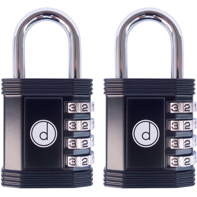 Candado con cerradura combinada de 4 dígitos (paquete de 2) para casillero de gimnasio, negro