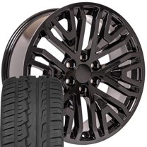 OE Wheels CV37 22 Inch Rims and Tires Fit Sierra 1500 Style 6x139.7 22x9 Gloss Black - Hollander 5906 - iMove Gen 2 SUV 285/45-22 (Set of 4)