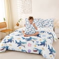 thumbnail image 3 of Erosebridal Kids Sea Shark Twin Bedding Sets 7-Piece, Kawaii Coral Starfish Bedding Comforter Set, 3 of 7