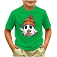thumbnail image 2 of larppty Halloween Shirts for Kids Toddler Pumpkin Face Ghost Skeleton Cotton Tshirt Clothes (Green,6-7 Years), 2 of 5