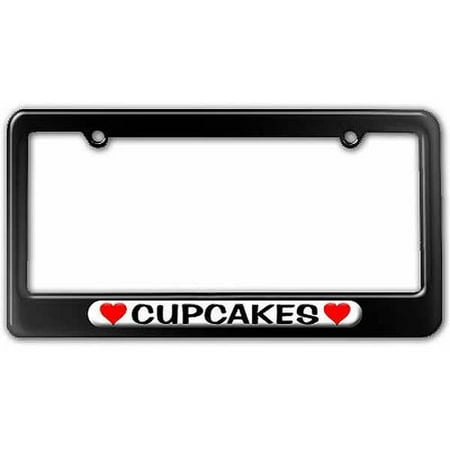 Cupcakes Love with Hearts License Plate Tag Frame, Multiple