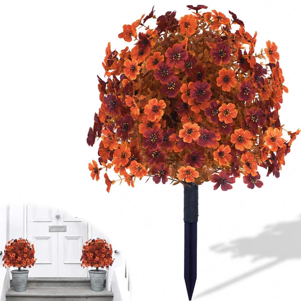 Artificial Petunias with Ground Stake, 22" UV Resistant Outdoor Faux Flowers for Garden, Planter and Porch, Yard, Lifelike Decorative Flowers