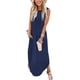 thumbnail image 1 of Vestido largo Zeagoo, casual, holgado, con abertura y bolsillos, azul marino, 1 of 6