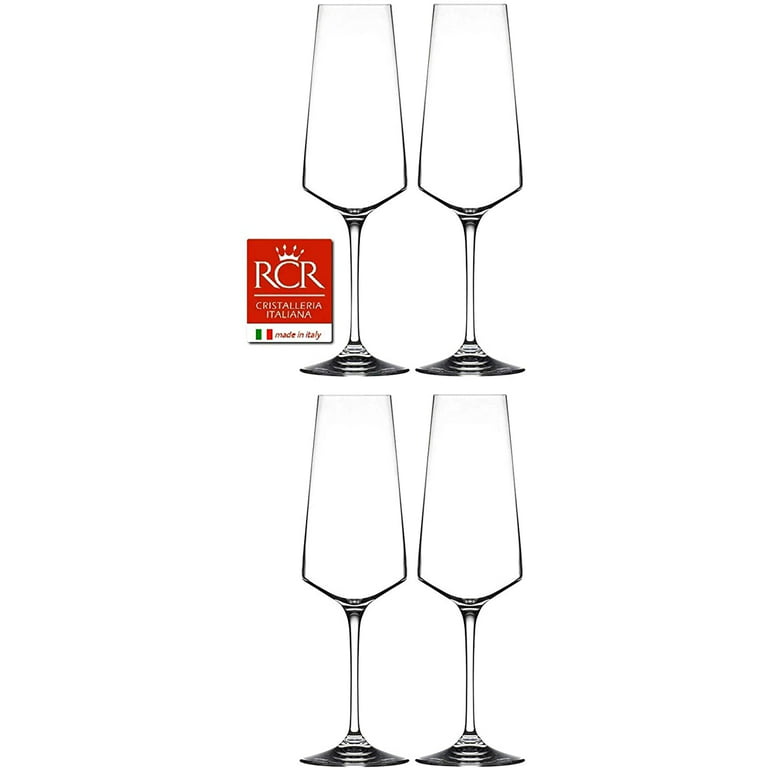 RCR Cristalleria Italiana Aria Collection 4 Piece Crystal Glass Set  (Champagne Flute (12 oz))