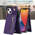thumbnail image 5 of Allytech for iPhone 14 Plus 2022 Case with Crossbody Strap, PU Leather Stand Wallet Purse Case with Credit Card Slots Zipper Pocket Detachable Shoulder Strap Case for iPhone 14 Plus 6.7", Purple, 5 of 12