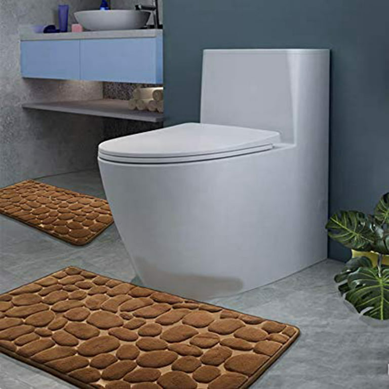 YIHOUSE Memory Foam Cobblestone Rugs Super Water Absorbent Bath Mats for  Bathroom Machine Washable Bath Rugs(20x32,Dark Gray)