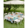 thumbnail image 3 of Outdoor Tablecloth with Umbrella Hole and Zipper, Summer Coastal Rectangle Table Cloth 60x102 Inch Waterproof Tablecloth, Nautical Sea Coral Shell Starfish Wood Gray Picnic Table Cover for Patio, 3 of 7