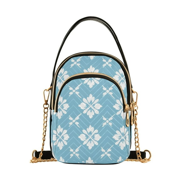 joogoo Women Flowers Checkered Grid Chain Crossbody Bags Shoulder Handbag Phone Purse