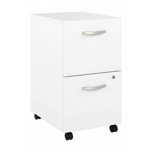 Easy Office 2 Drawer Mobile File Cabinet in Pure White - Engineered Wood